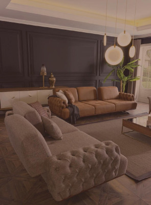 Sofá conjunto de 4 piezas. Juego de muebles de sofá diseño Chesterfield.