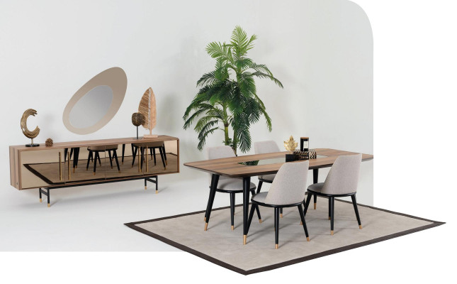 Salón espejo aparador armario diseño noble madera 2 piezas nuevo lujo