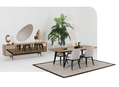 Salón espejo aparador armario diseño noble madera 2 piezas nuevo lujo