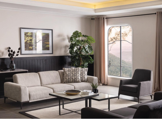 Juego de sala con sofás de 4, 3 y 1 plazas, tapizado en tela, sofá, sillón, lujo.