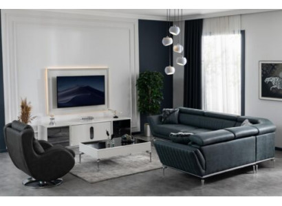 Conjunto de sala de estar Sofá esquinero en forma de L Mueble de TV Centro de entretenimiento Diseño