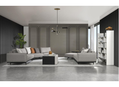 Sofá esquinero sofá tela sofá paisaje textil de lujo en forma de U mesa de centro