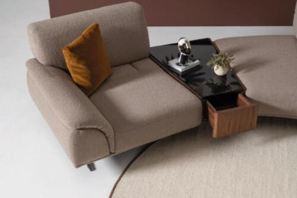 Diseño de sala de estar Sofá de 5 plazas Textil Sofá Tapizado Sofás Nuevo marrón