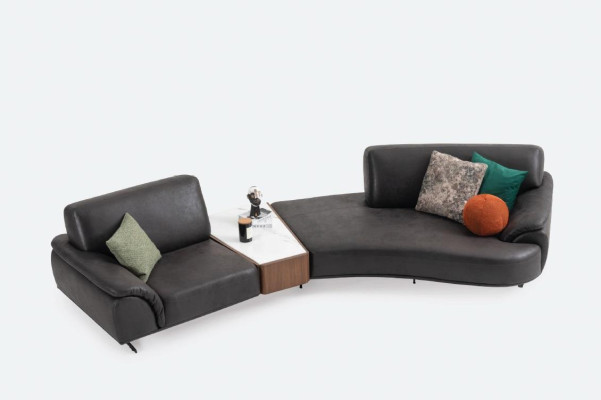 Alrededor de los muebles del sofá de la sala de estar de 5 asientos, muebles de sofá redondos, textiles.