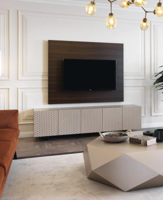 Mueble de televisión de lujo Soporte para televisión Aparador Mesa de centro Panel de televisión de 3 piezas