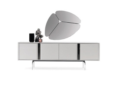 Salón moderno espejo aparador armario diseño elegante lujo nuevo gris 2 piezas