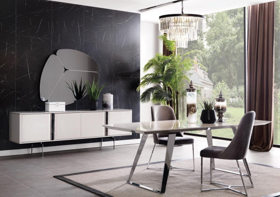 Salón moderno espejo aparador armario diseño elegante lujo nuevo gris 2 piezas
