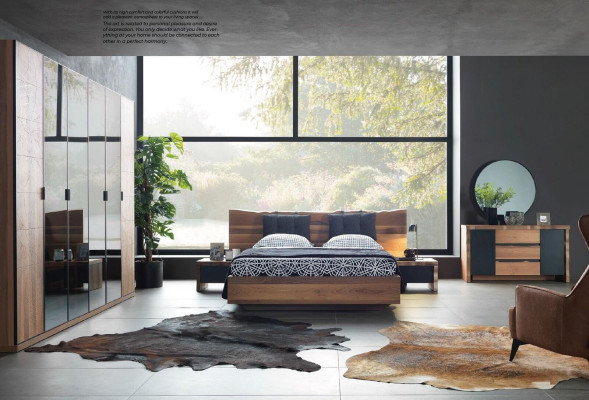 Dormitorio Conjunto Cama 2x Mesita de Noche Juego Muebles Nuevo 3 piezas. Nuevo marrón