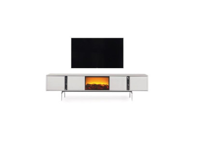 Mueble de televisión con chimenea, soporte de TV, mueble de lujo, cómoda baja de 240 cm.