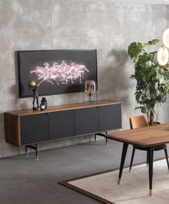 Aparador de sala de estar estilo de lujo marrón moderno de madera Sideboard Loft 228cm