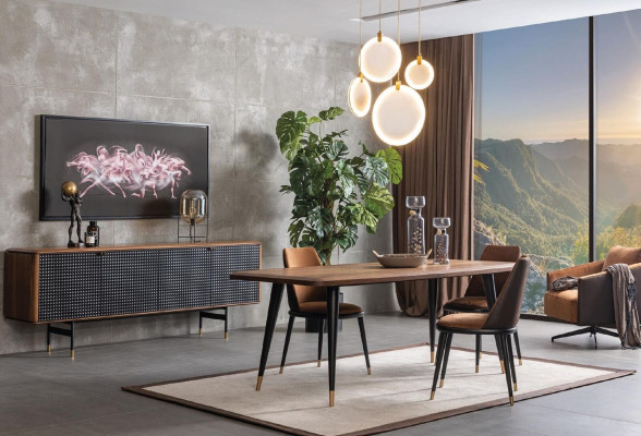 Aparador de sala de estar estilo de lujo marrón moderno de madera Sideboard Loft 228cm