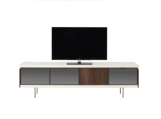 Mueble para TV bajo, estantería lateral para TV, diseño de lujo en madera blanca, muebles de 225 cm.
