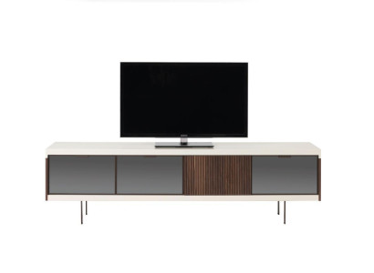 Mueble para TV bajo, estantería lateral para TV, diseño de lujo en madera blanca, muebles de 225 cm.