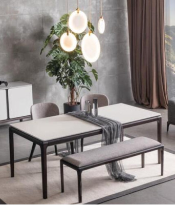 Comedor Mesa de comedor Muebles de lujo Diseño Material Madera Moderno Gris
