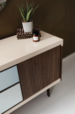 Dormitorio Consola Armarios de Lujo de Madera con Vidrio Diseño Moderno
