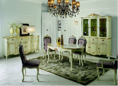 Mesa de comedor 5 sillas Vitrina Cómoda Juego completo de comedor 8 piezas Muebles Nuevos