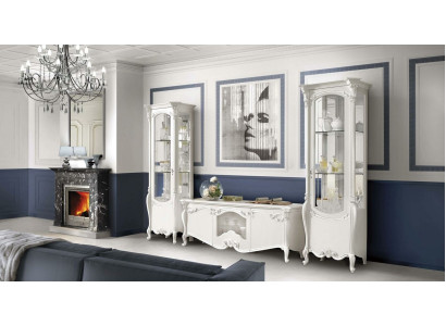 Clásico mueble de pared para salón con vitrina y estantería RTV de 3 piezas.