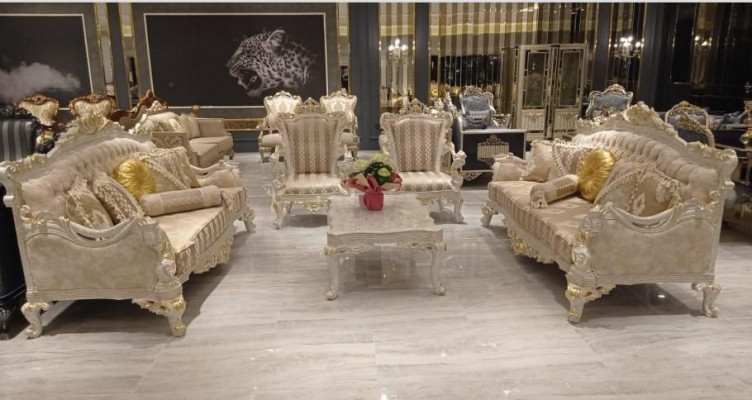 Conjunto de sofá beige de 5 piezas con mesa de centro, juego de sofá, sofá, muebles de sofá