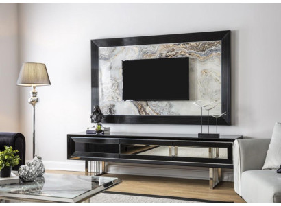 Mueble de pared de lujo + aparador de salón estante bajo de alto brillo negro