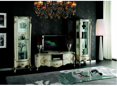 Lujoso conjunto de 3 piezas para el salón con 2 vitrinas Muebles italianos de estilo clásico