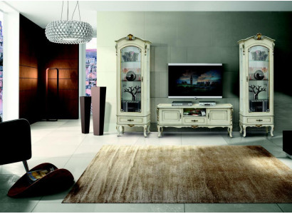 Mueble de sala conjunto de sala 3 piezas rtv 2x vitrina diseño italiano muebles estilo barroco