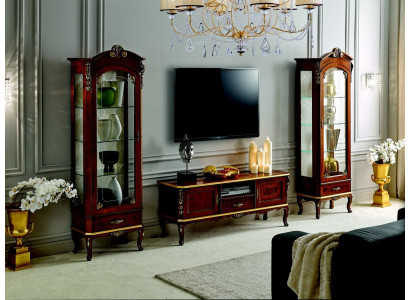 Armario de pared de sala de estar, vitrina, aparador de televisión, muebles de madera auténtica, armarios de Italia.