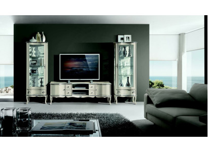 Conjunto elegante de 3 piezas con 2 vitrinas TV, muebles italianos, armario de pared.