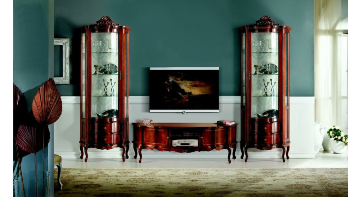 Diseño de muebles de salón de lujo italiano estilo vitrina armario barroco rococó set.