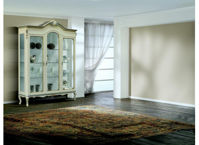 Diseño italiano de muebles de lujo de madera barroca armario vitrina blanco sala de estar xxl nuevo.