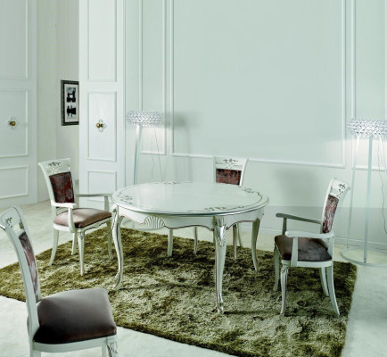 Muebles italianos Mesa de comedor 4 sillas Madera Conjunto de comedor Diseño clásico