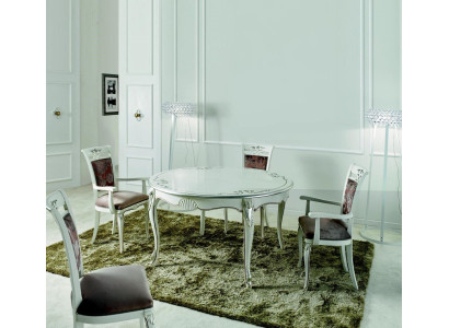 Muebles italianos Mesa de comedor 4 sillas Madera Conjunto de comedor Diseño clásico