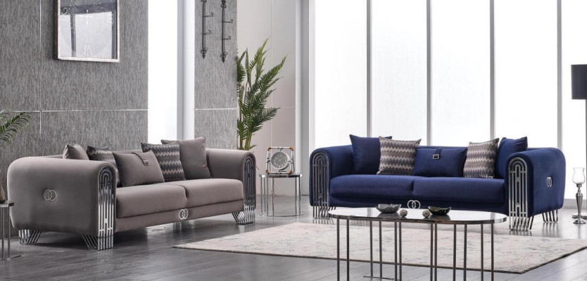 Conjunto completo de muebles de lujo de 2 piezas, tapizado en tela, sofá cama de 3+3 plazas, nuevo.