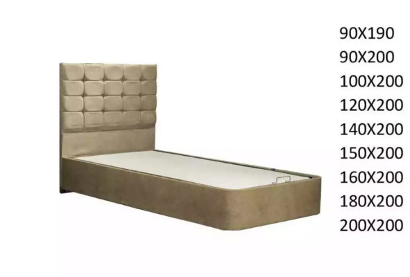 Cama de diseñador de lujo con colchón de un fabricante europeo de muebles para dormitorios.