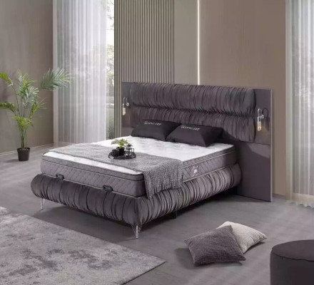 Camas Cama doble Hotel Marco de cama doble Madera Muebles Cama Tapizada Lujo
