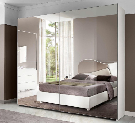 Juego de dormitorio de 6 piezas: cama, mesita de noche, cómoda, espejo, armario.