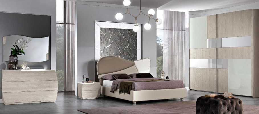 Conjunto de dormitorio de 6 piezas cama mesita de noche cómoda espejo armario de ropa ensemble.