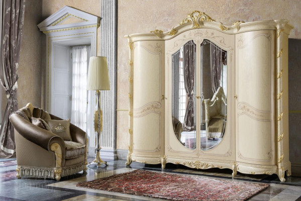 Mueble Barroco Nuevo Armario clásico ropero Dormitorio Armario Madera