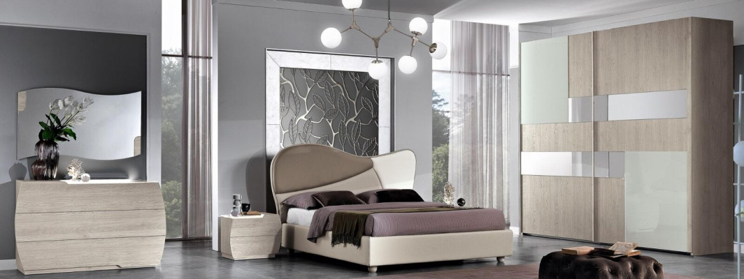 Conjunto completo de dormitorio moderno real cama armario mesita de noche 5 piezas