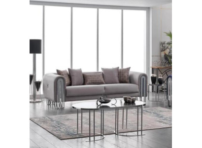 Sofá de lujo de tela para la sala de estar de tres plazas, 240 cm.