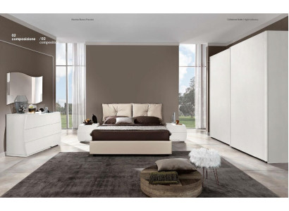 Conjunto de lujo de 6 piezas para dormitorio: cama, mesita de noche, cómoda, espejo, armario de madera.