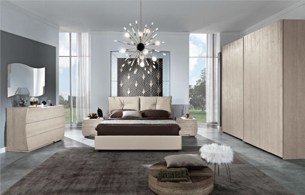 Conjunto de lujo de 6 piezas para dormitorio: cama, mesita de noche, cómoda, espejo, armario. Nuevo.