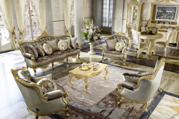 Conjunto de muebles mesa de comedor 4 sillas Grupo de muebles de lujo para comedor de 5 piezas en Italia