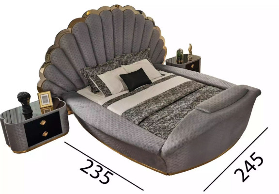 Diseño de cama de lujo Muebles de cama Cama doble Dormitorio Real 200x200 cm