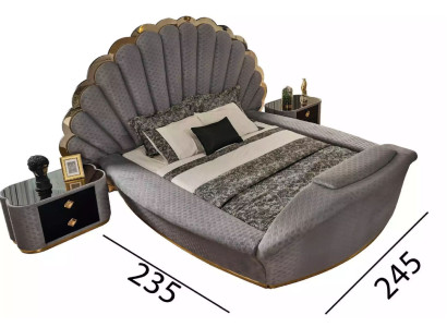 Diseño de cama de lujo Muebles de cama Cama doble Dormitorio Real 200x200 cm