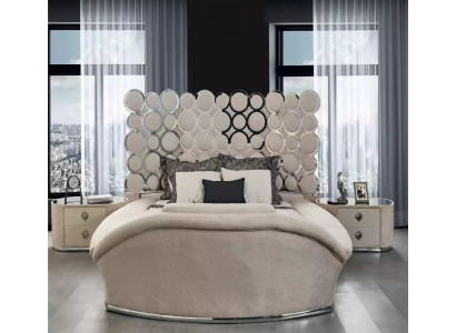 Cama de diseño de lujo con textiles para dormitorio, cama doble de 200x200cm con marco de cama.