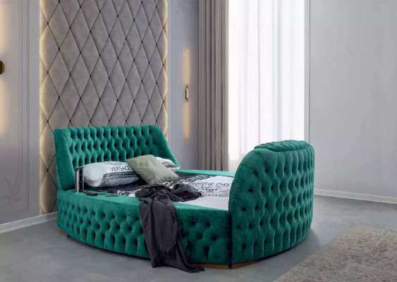 Cama Chesterfield muebles doble cama cama verde redonda lujo hotel con ascensor