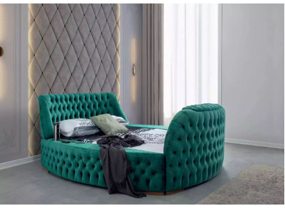 Cama Chesterfield muebles doble cama cama verde redonda lujo hotel con ascensor
