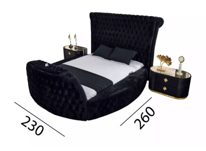 Cama negra Chesterfield cama doble moderna cama tapizada moderna
