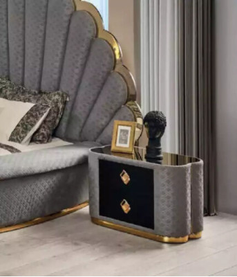 Dormitorio Cama 2x Mesitas de noche Juego de camas de lujo completo de diseño de muebles de 3 piezas.