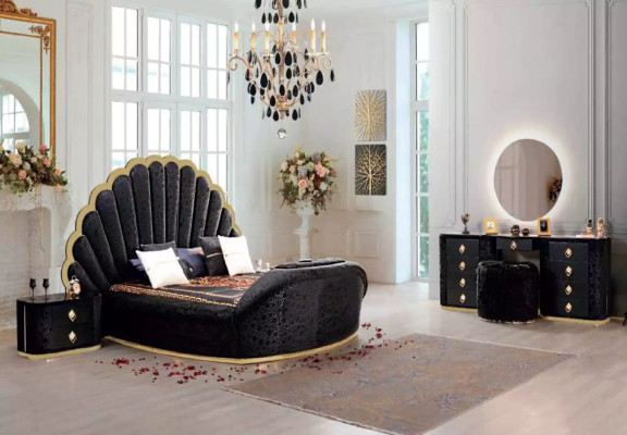 Dormitorio Cama 2x Mesitas de noche Conjunto de camas de lujo completo Muebles de diseño 3 piezas Nuevo